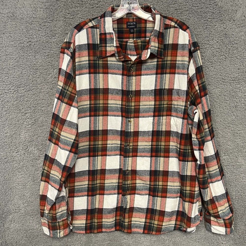 J CREW Shirt Men's XXL 2XL Flannel Plaid Button Up‎ Long Sleeve Lumberjack
